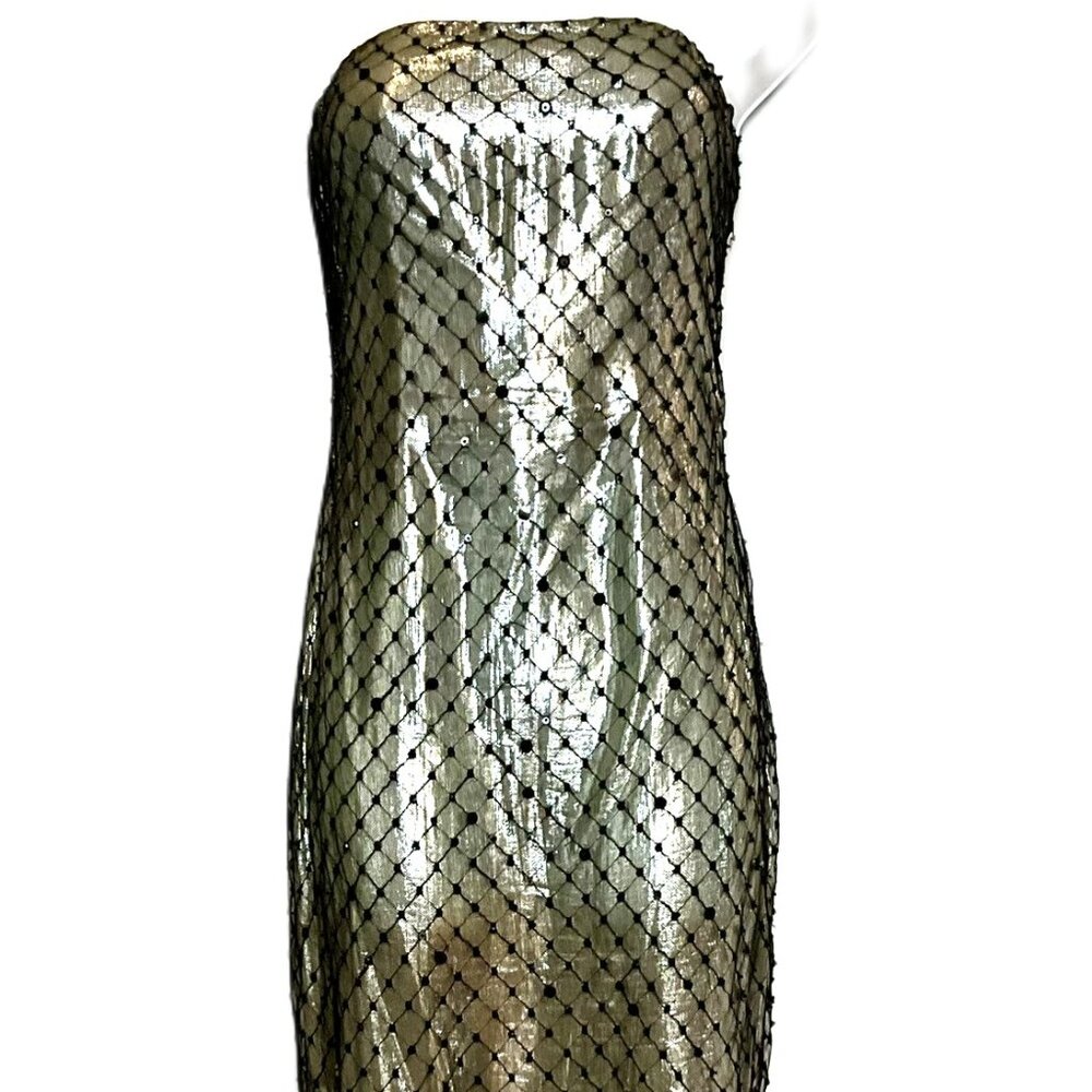 Badley Mischka Sequin Mesh Evening Gown -  Size 8